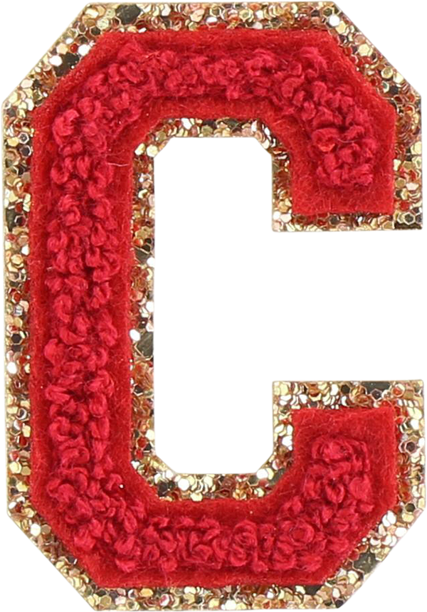 Ruby Glitter Varsity Letter Patch
