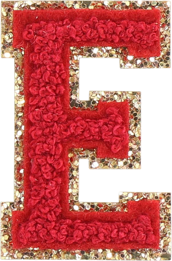 Ruby Glitter Varsity Letter Patch