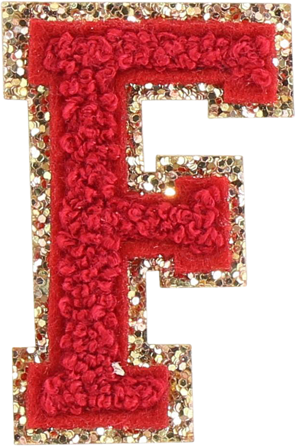 Ruby Glitter Varsity Letter Patch