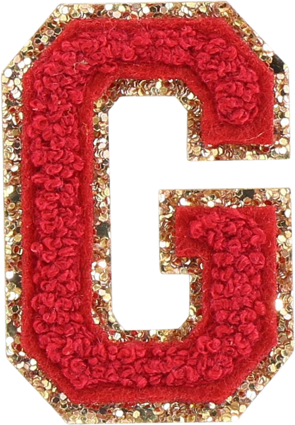 Ruby Glitter Varsity Letter Patch