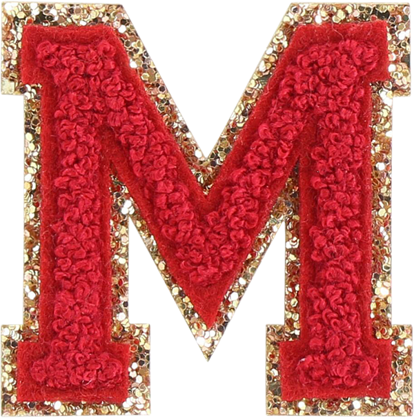 Ruby Glitter Varsity Letter Patch
