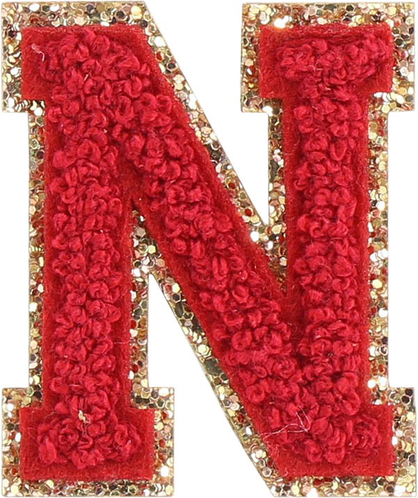 Ruby Glitter Varsity Letter Patch