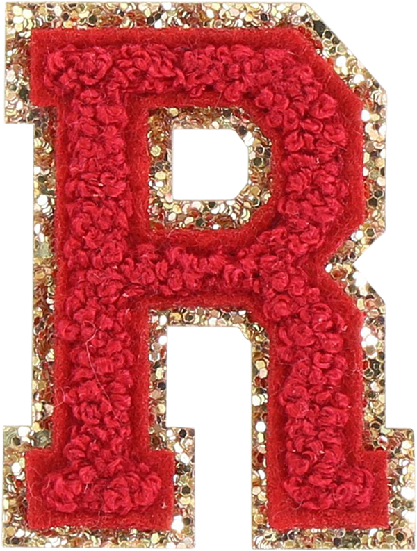 Ruby Glitter Varsity Letter Patch