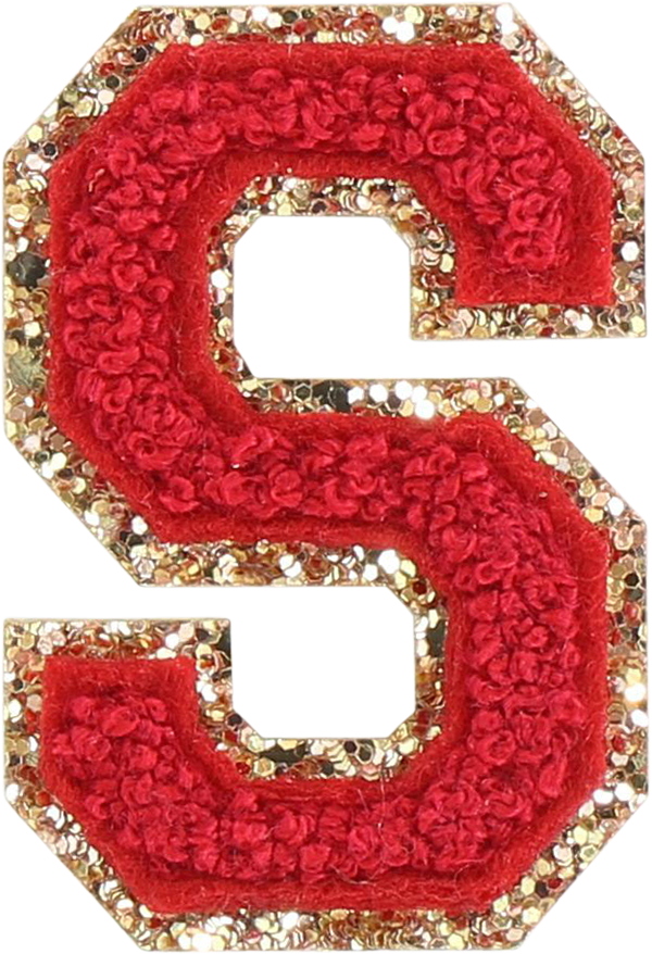 Ruby Glitter Varsity Letter Patch