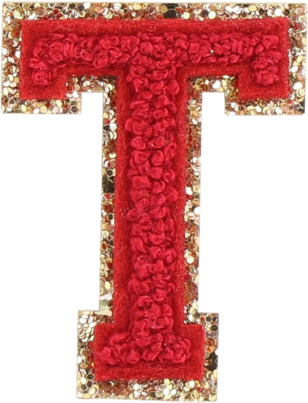Ruby Glitter Varsity Letter Patch
