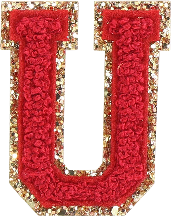Ruby Glitter Varsity Letter Patch