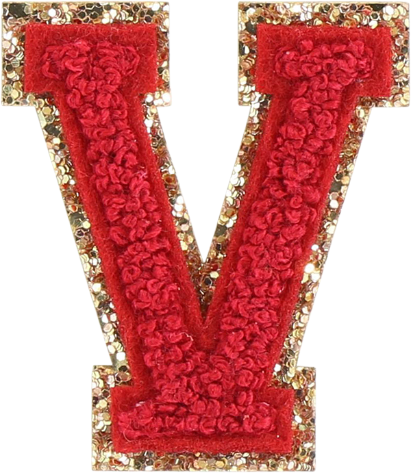 Ruby Glitter Varsity Letter Patch