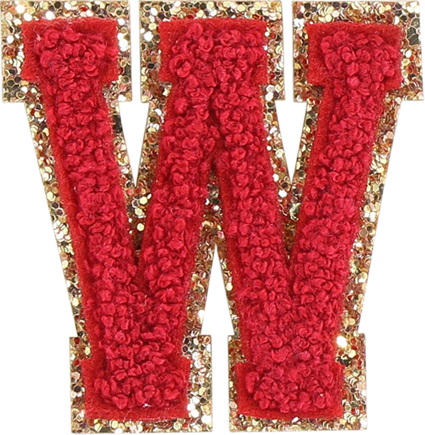 Ruby Glitter Varsity Letter Patch
