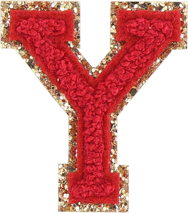 Ruby Glitter Varsity Letter Patch