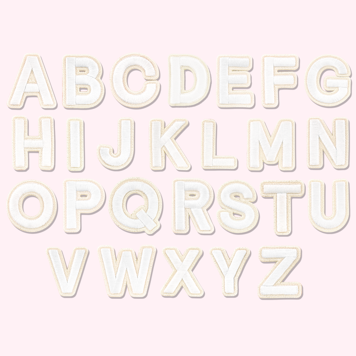 Blanc Rolled Embroidery Letter Patches