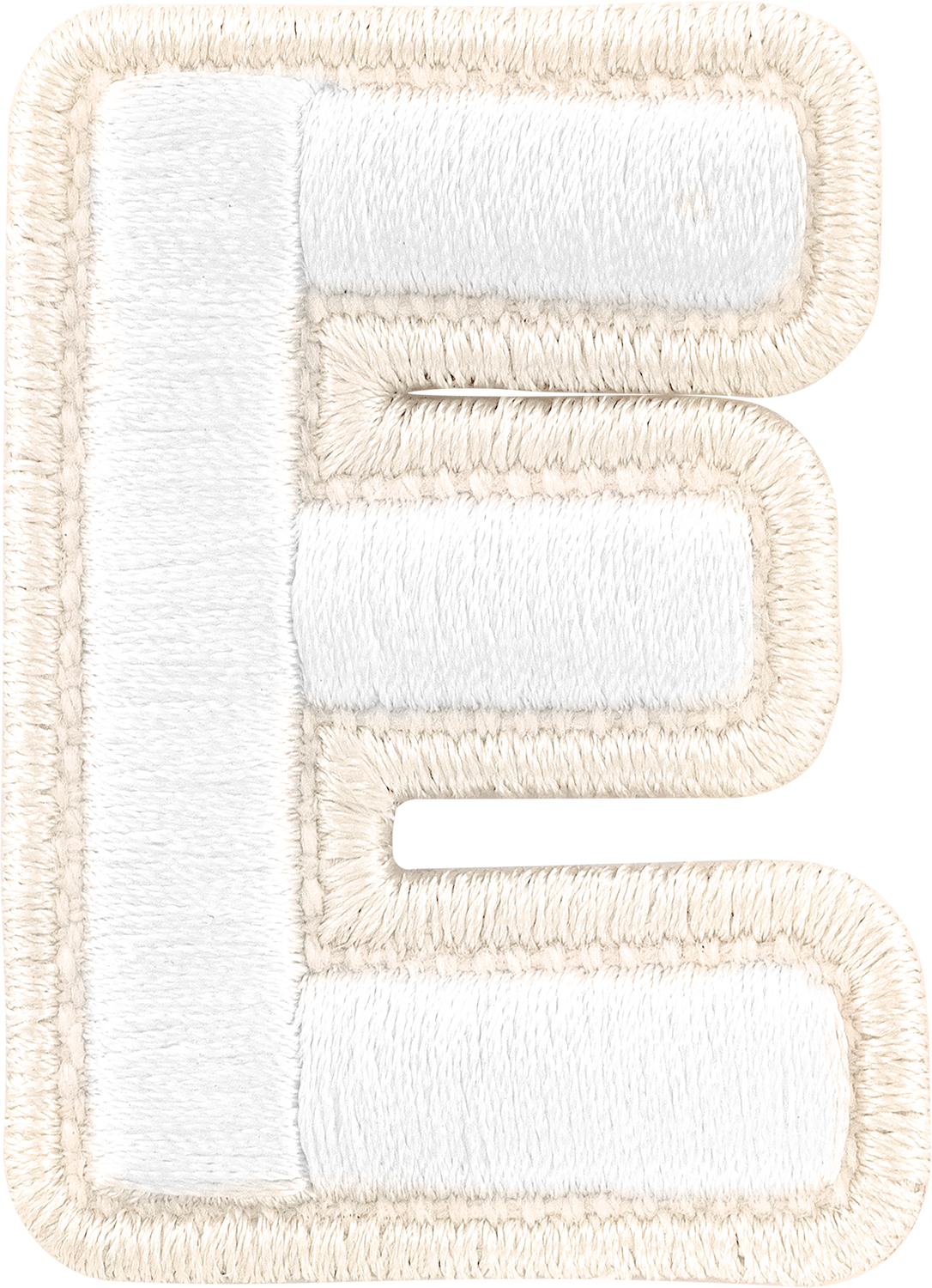 Blanc Rolled Embroidery Letter Patches