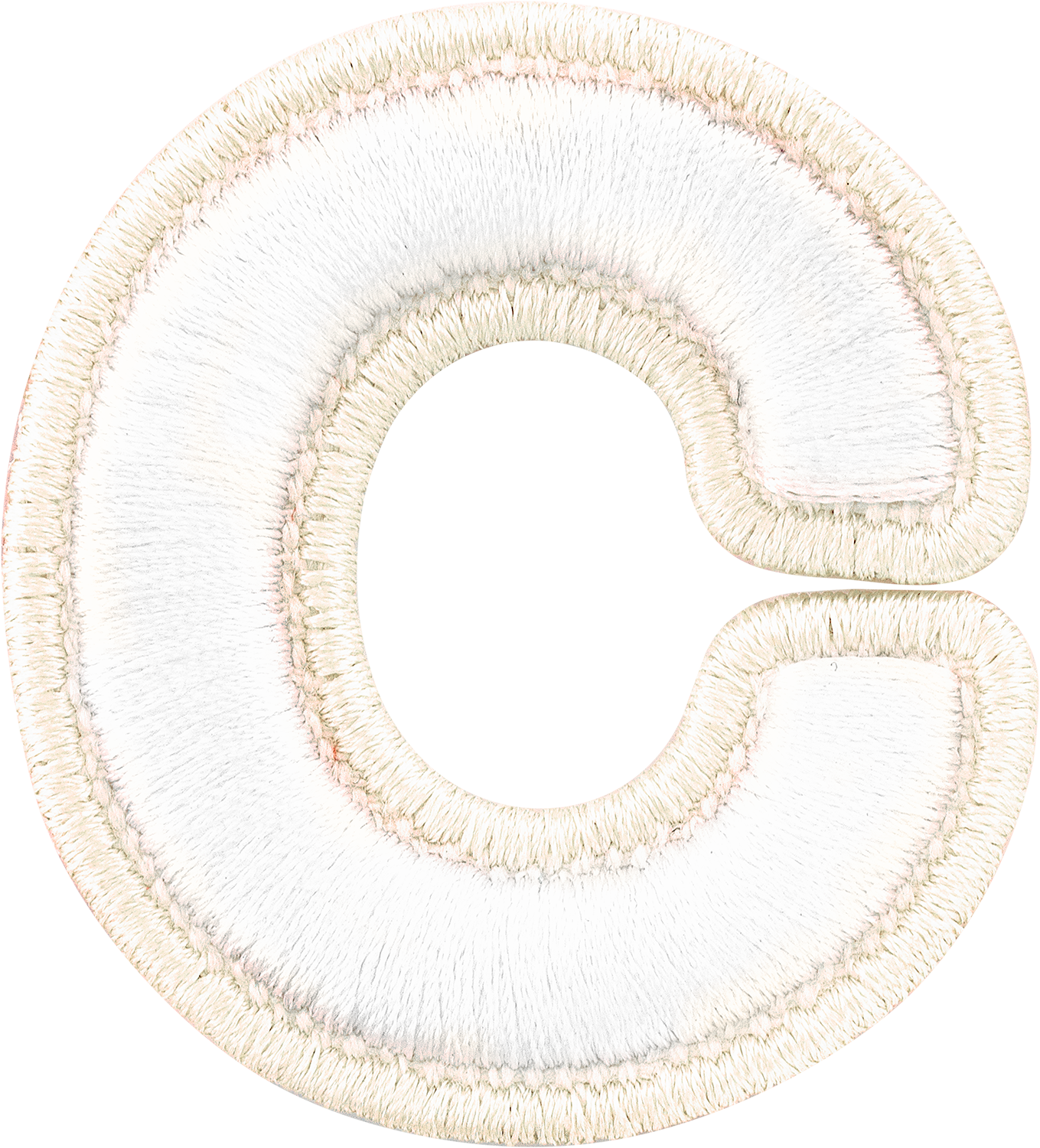 Blanc Rolled Embroidery Letter Patches