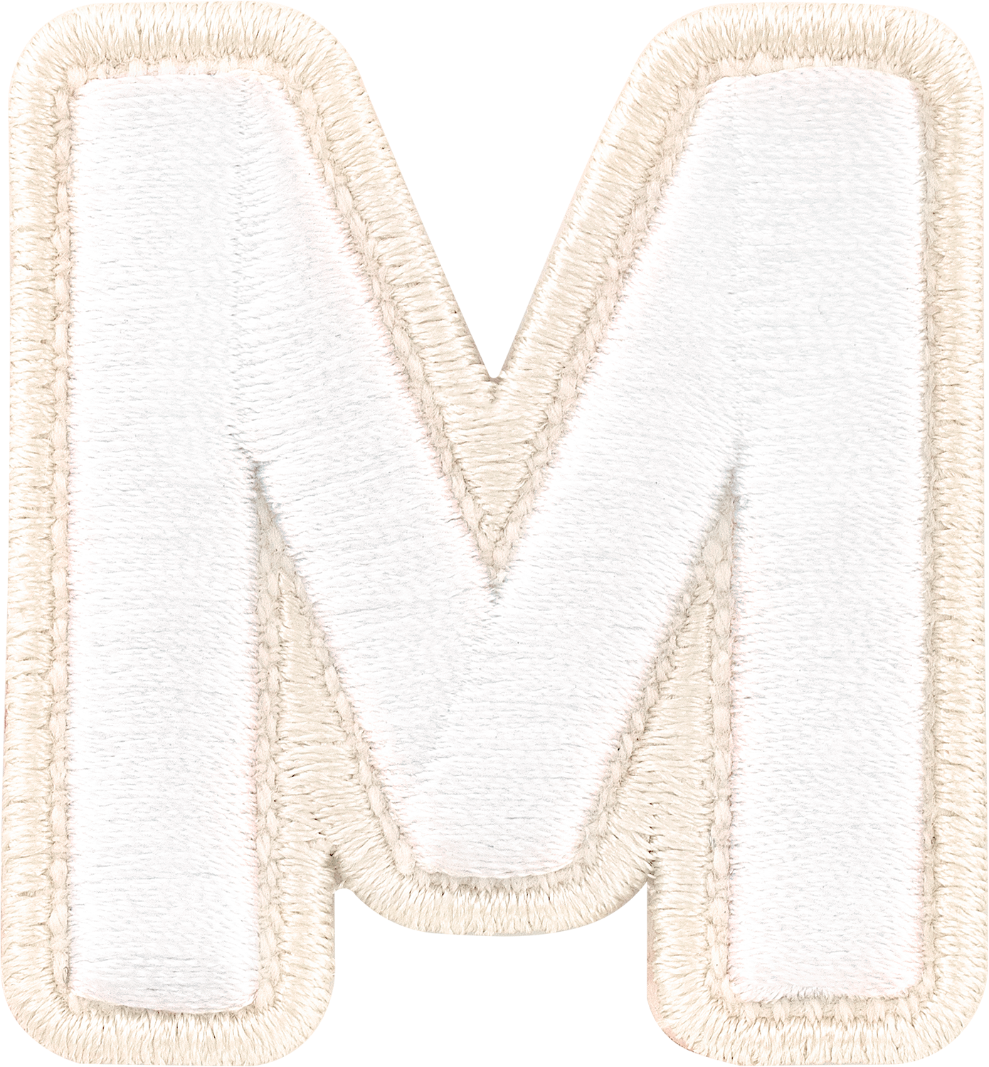 Blanc Rolled Embroidery Letter Patches