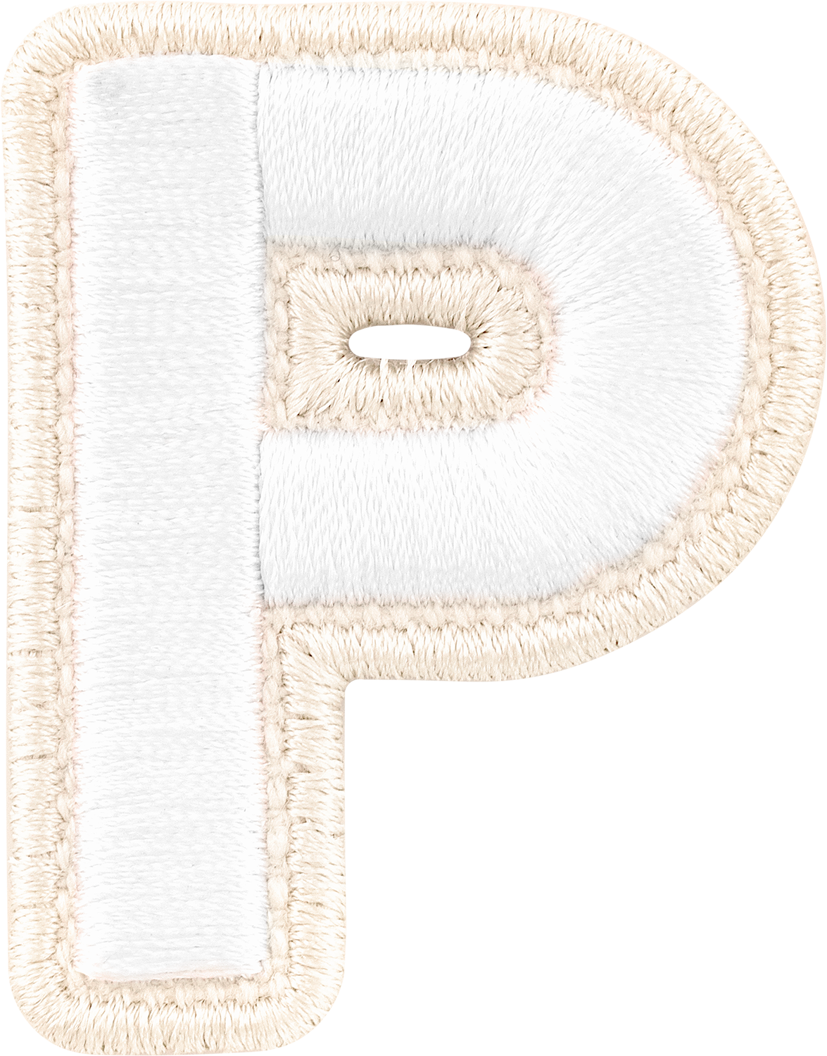 Blanc Rolled Embroidery Letter Patches