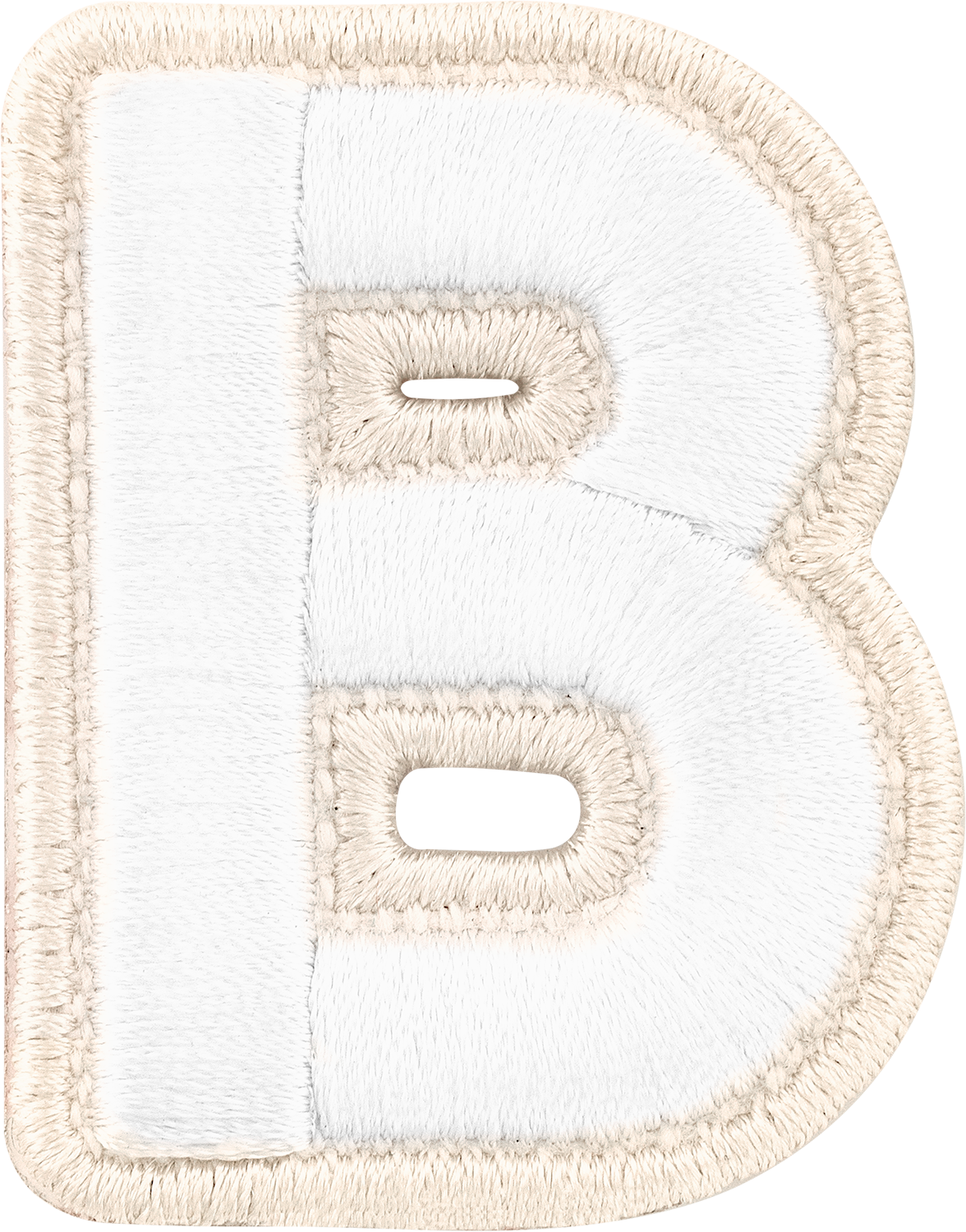 Blanc Rolled Embroidery Letter Patches