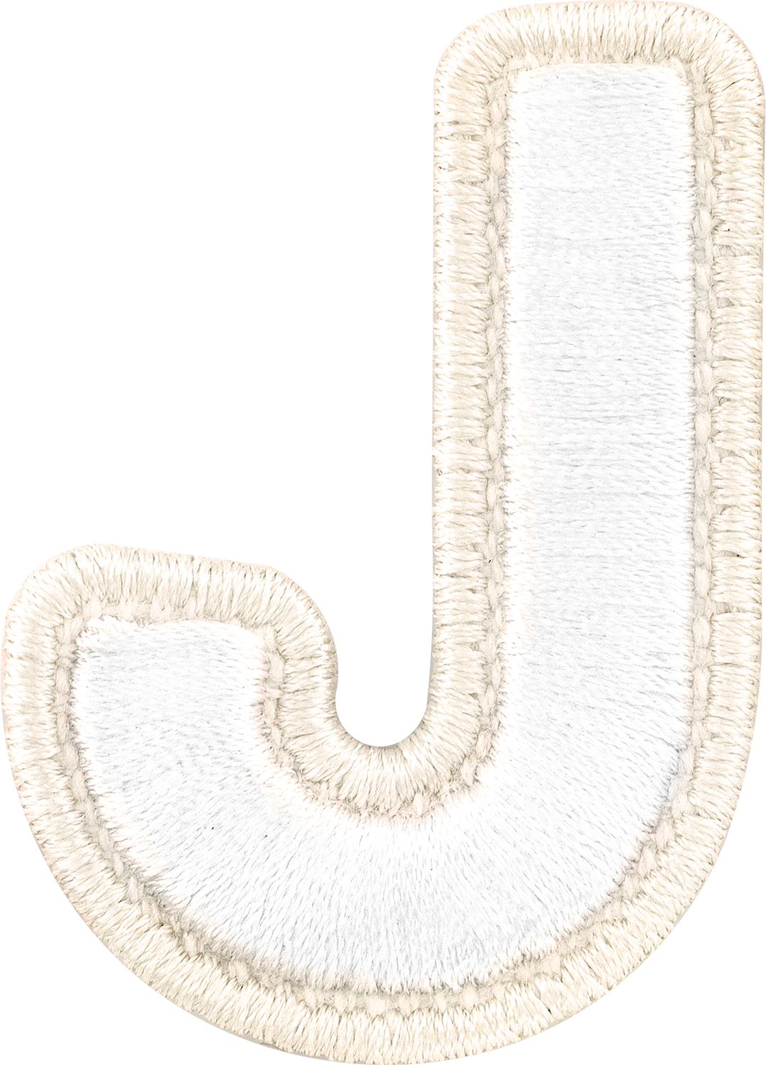 Blanc Rolled Embroidery Letter Patches