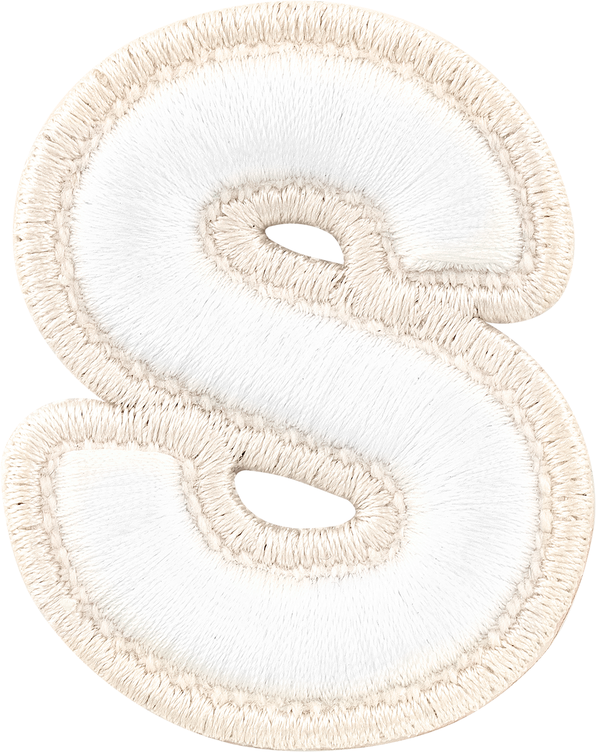 Blanc Rolled Embroidery Letter Patches