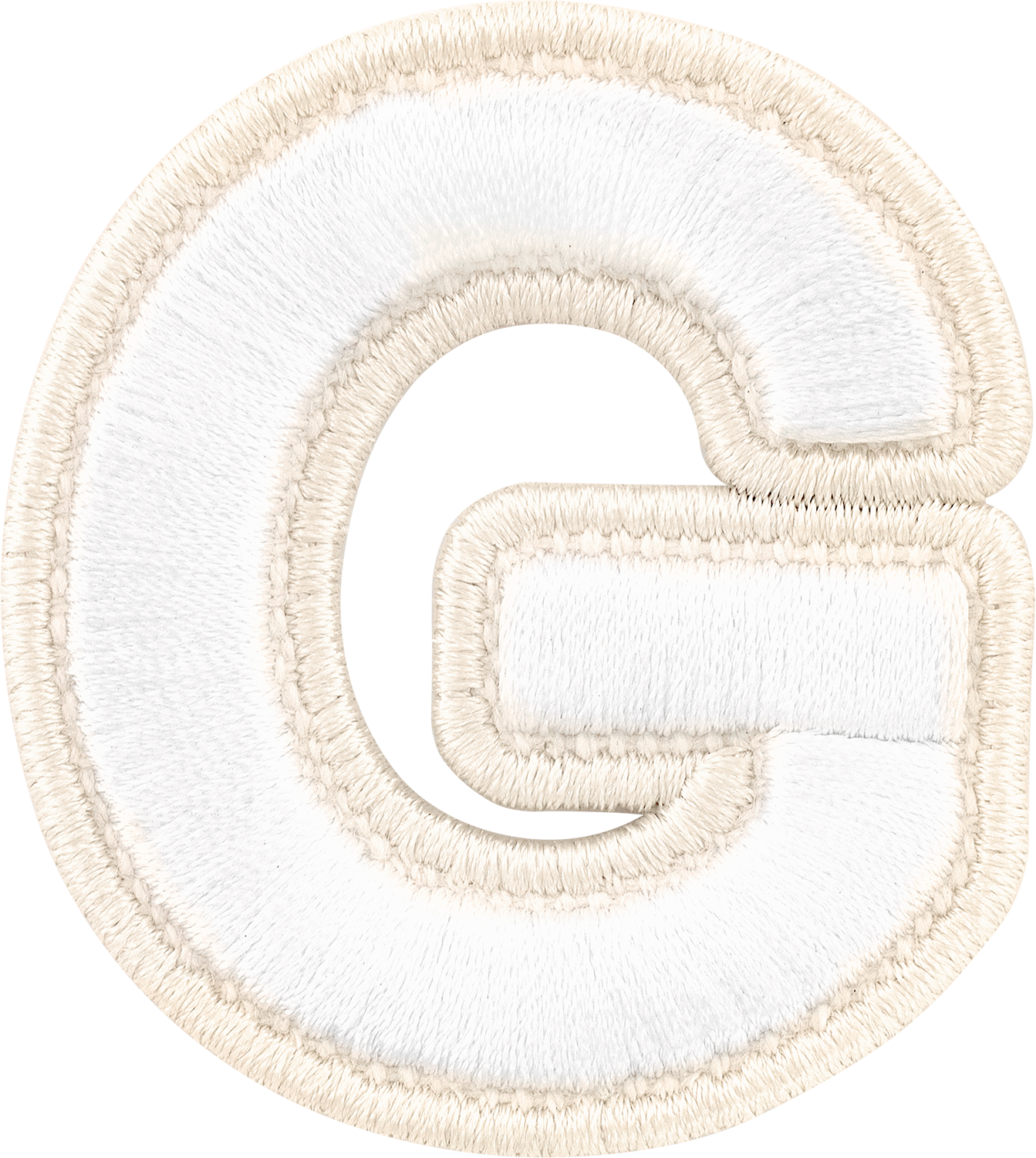 Blanc Rolled Embroidery Letter Patches