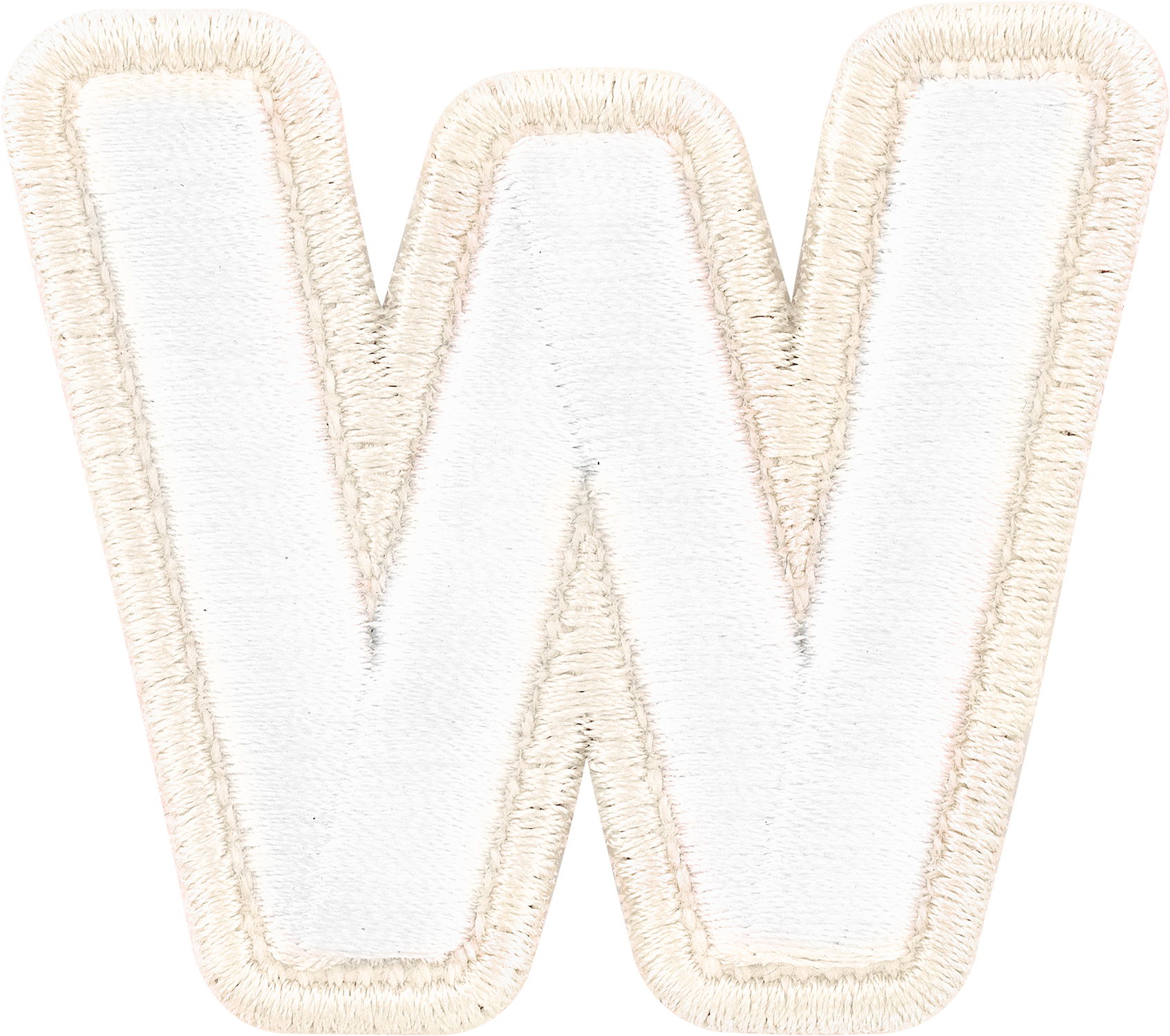 Blanc Rolled Embroidery Letter Patches