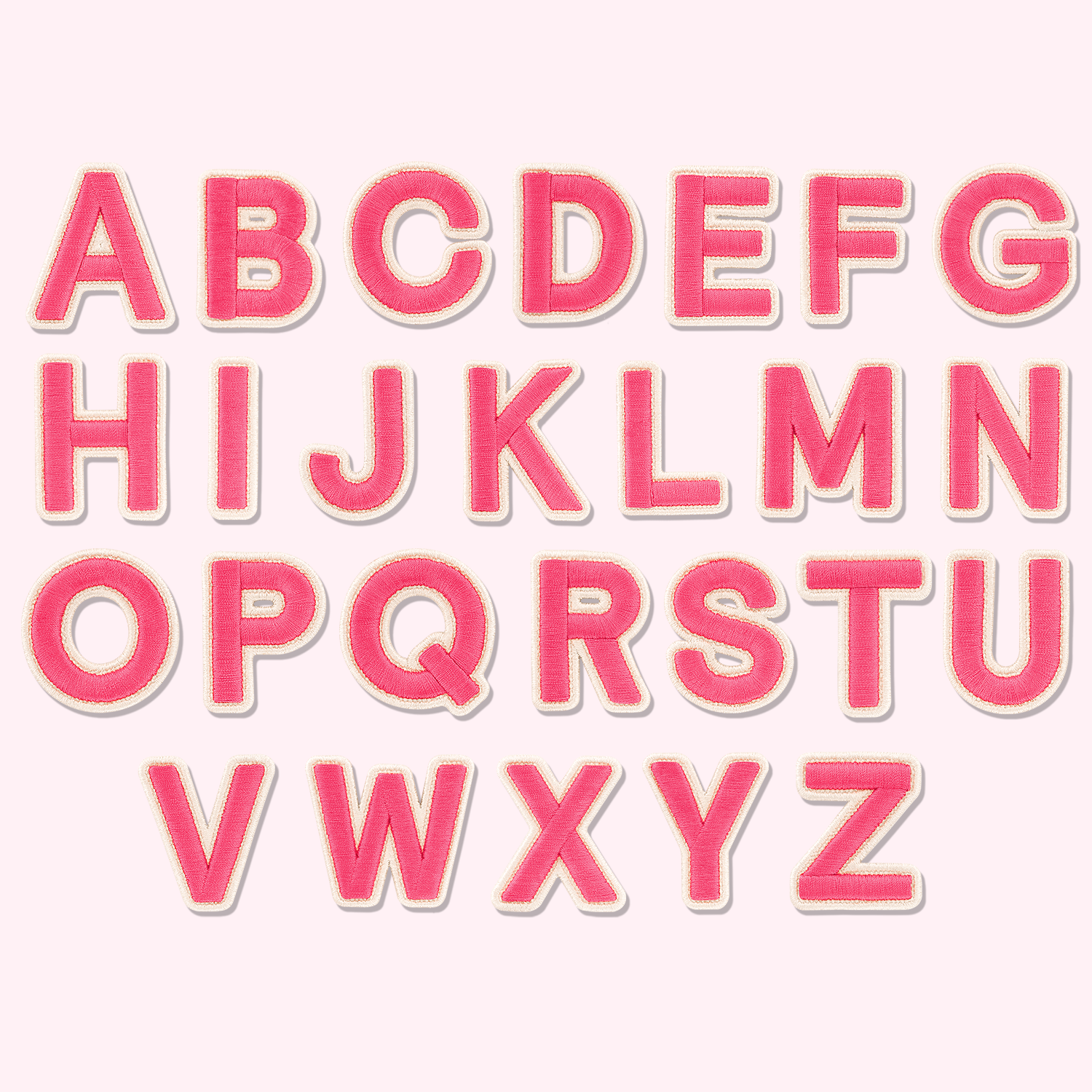 Bubblegum Rolled Embroidery Letter Patches