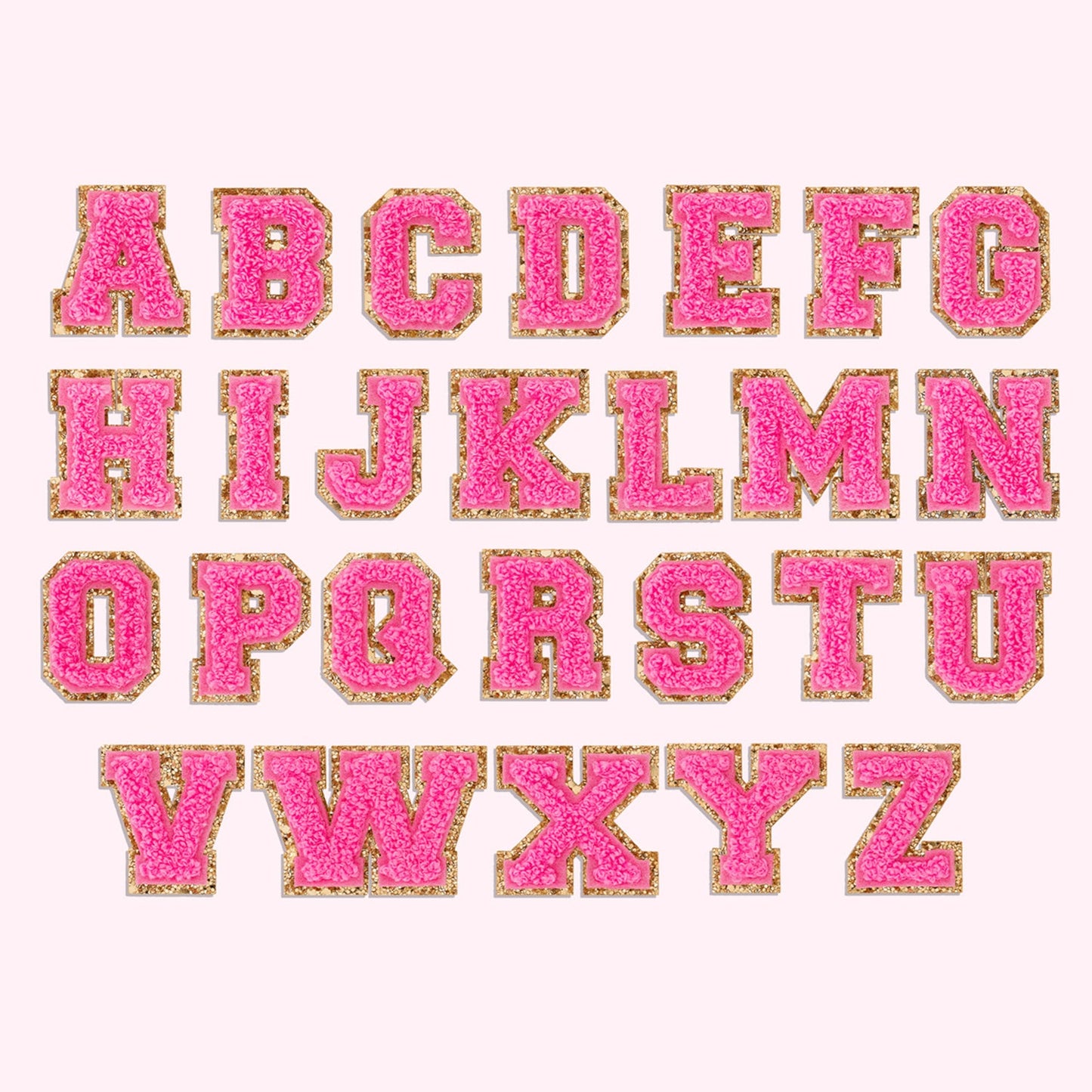 Bubblegum Mini Glitter Varsity Letter Patch