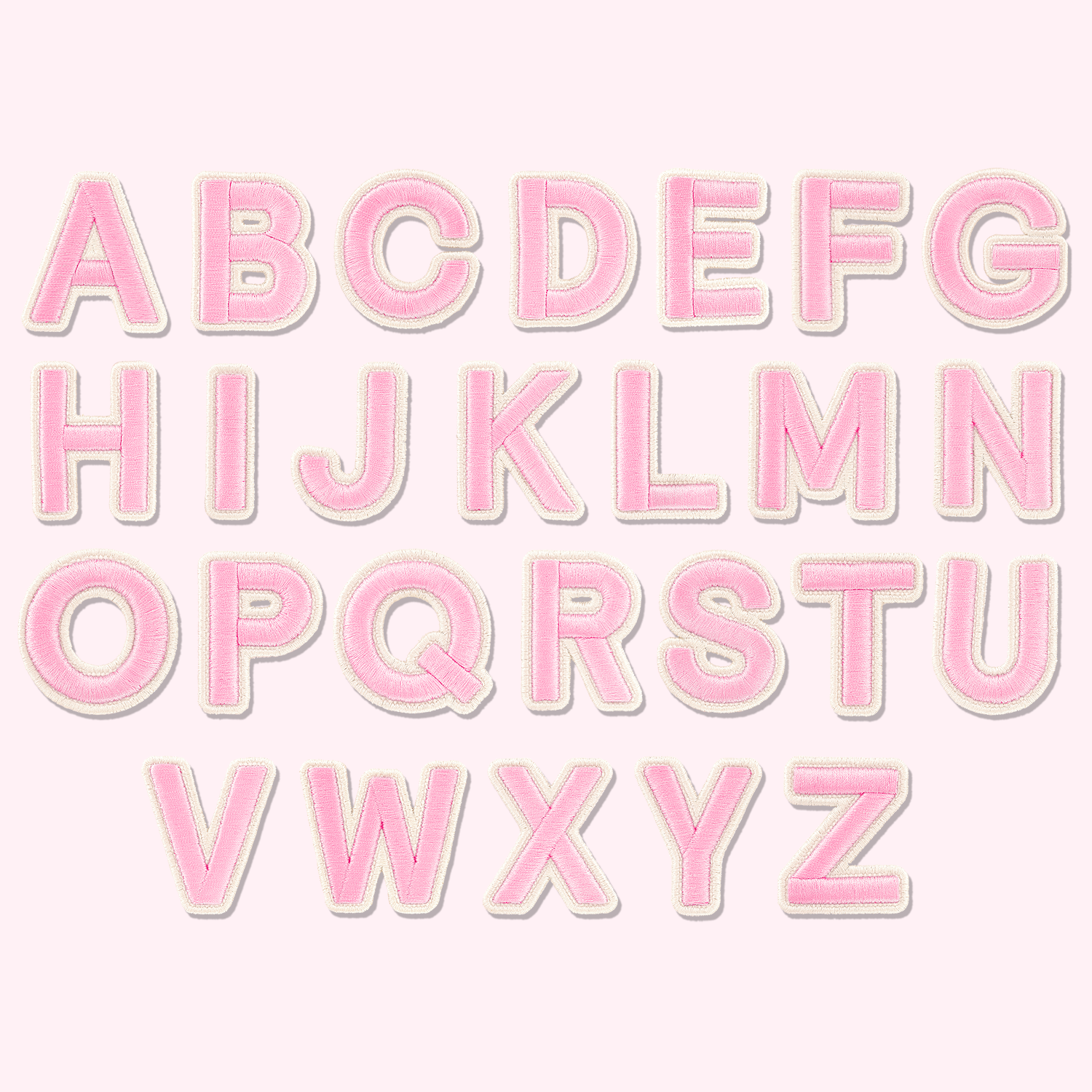 Flamingo Rolled Embroidery Letter Patches