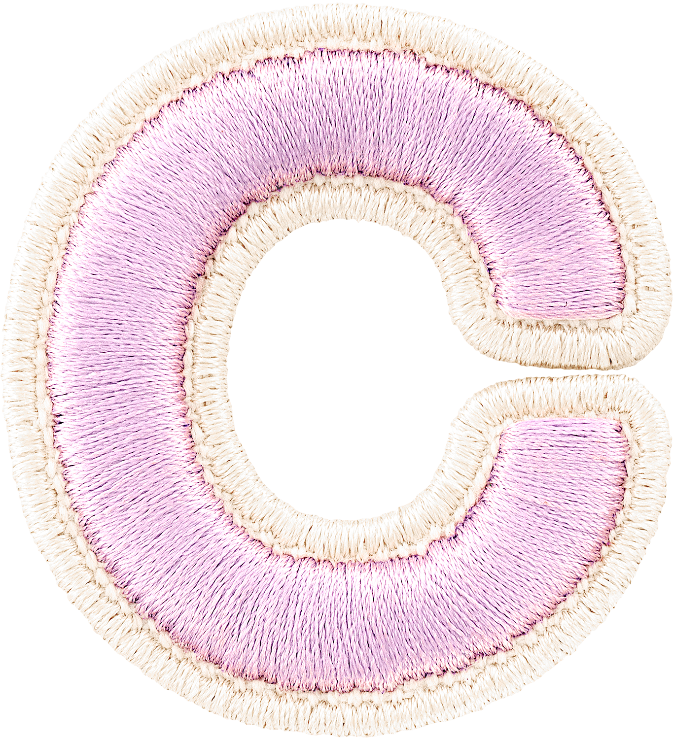 Grape Rolled Embroidery Letter Patches