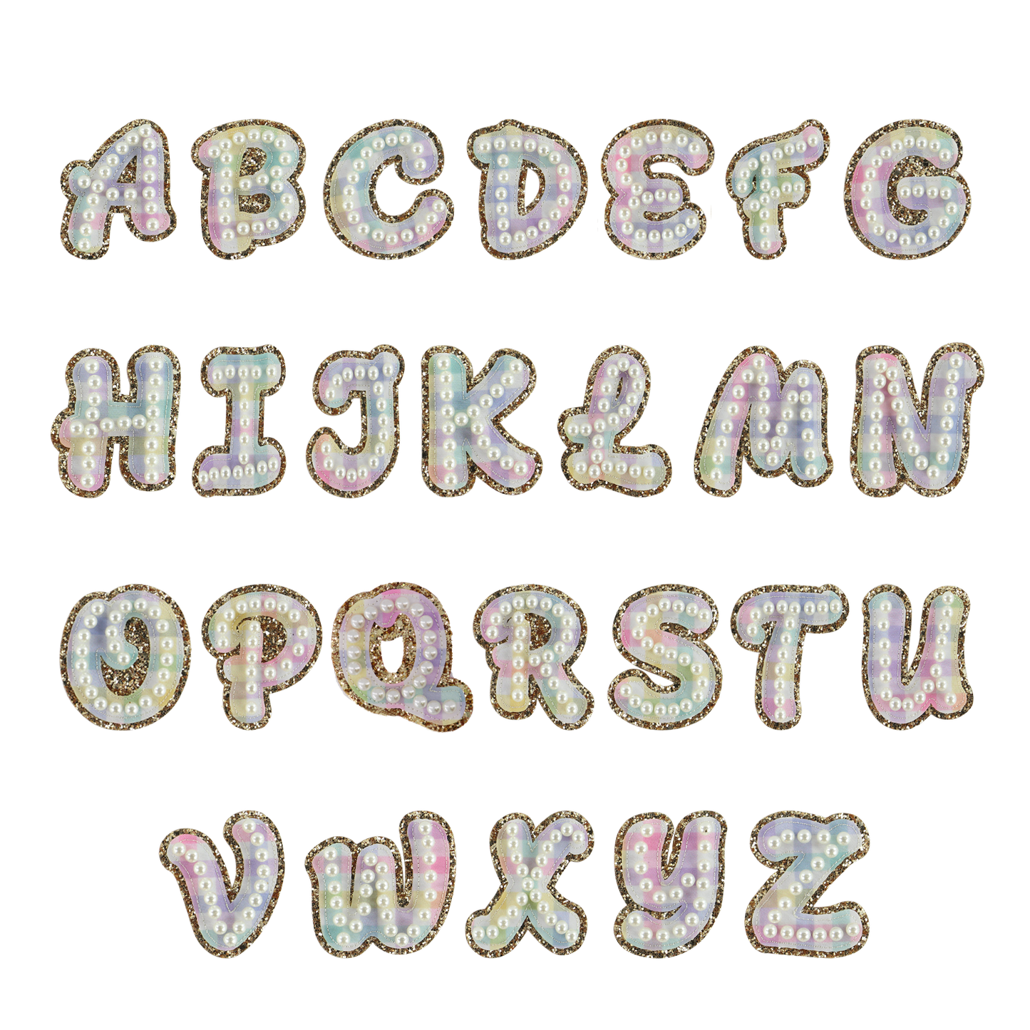 Rainbow Gingham Pearl Letters