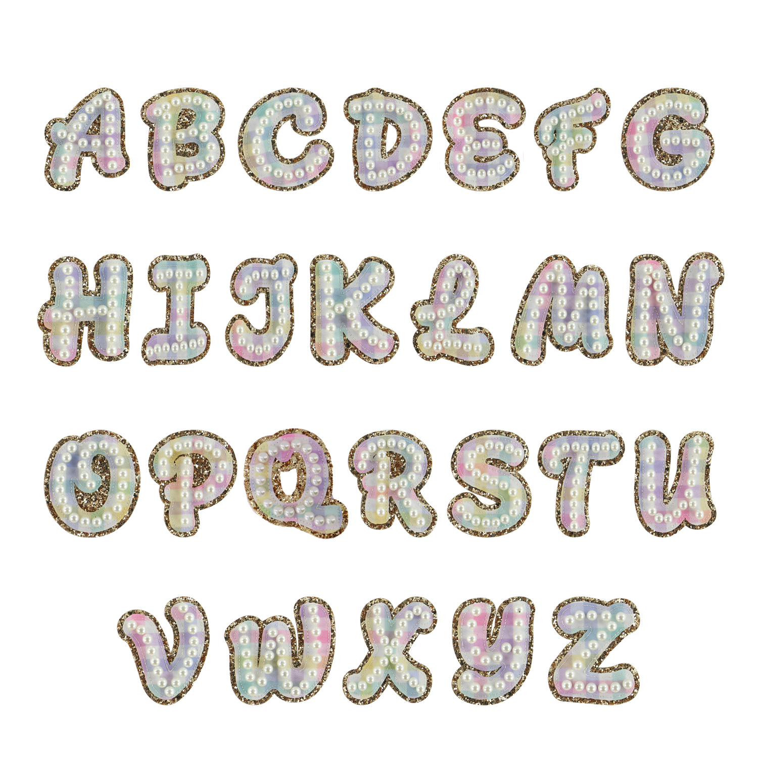 Rainbow Gingham Pearl Letters