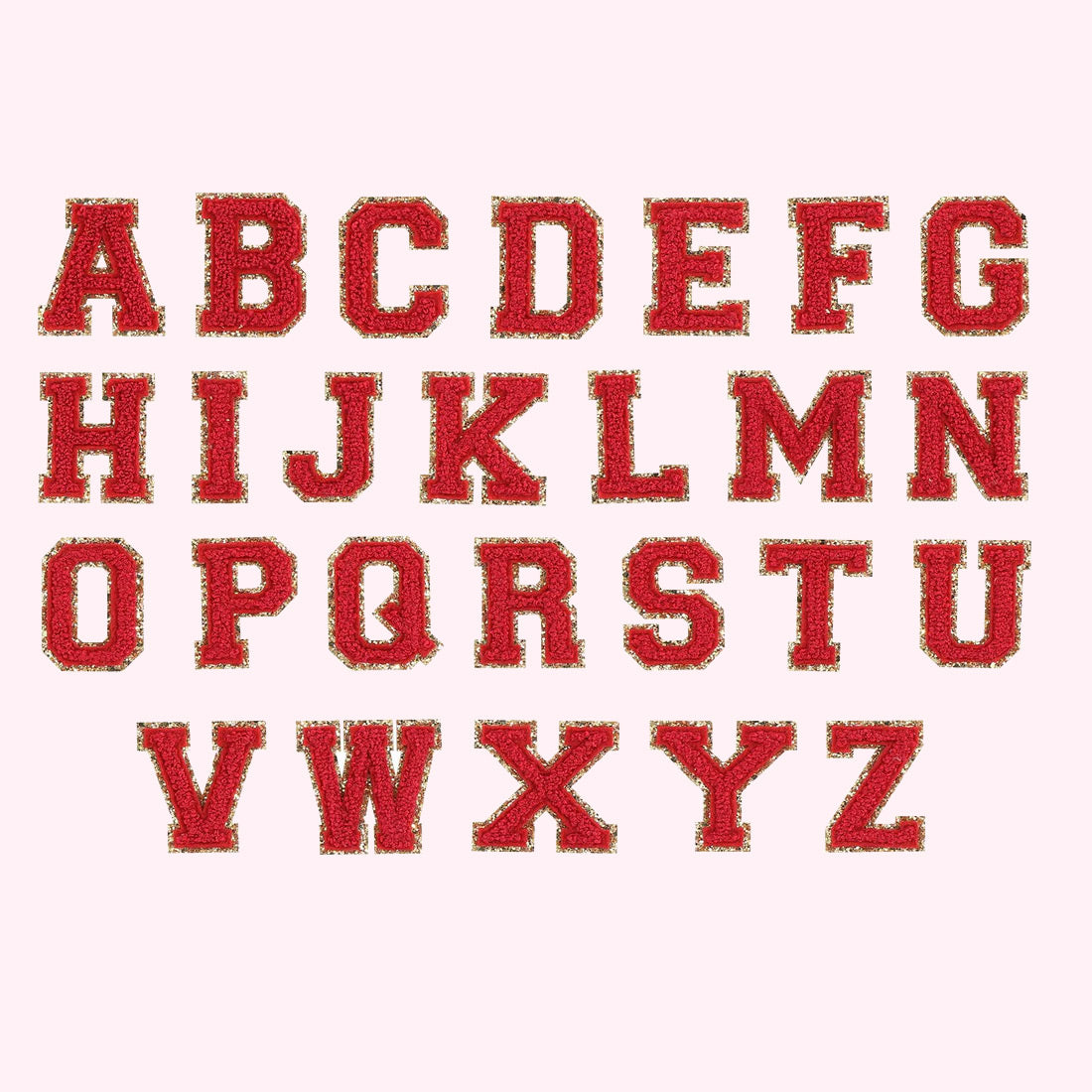 Ruby Glitter Varsity Letter Patches