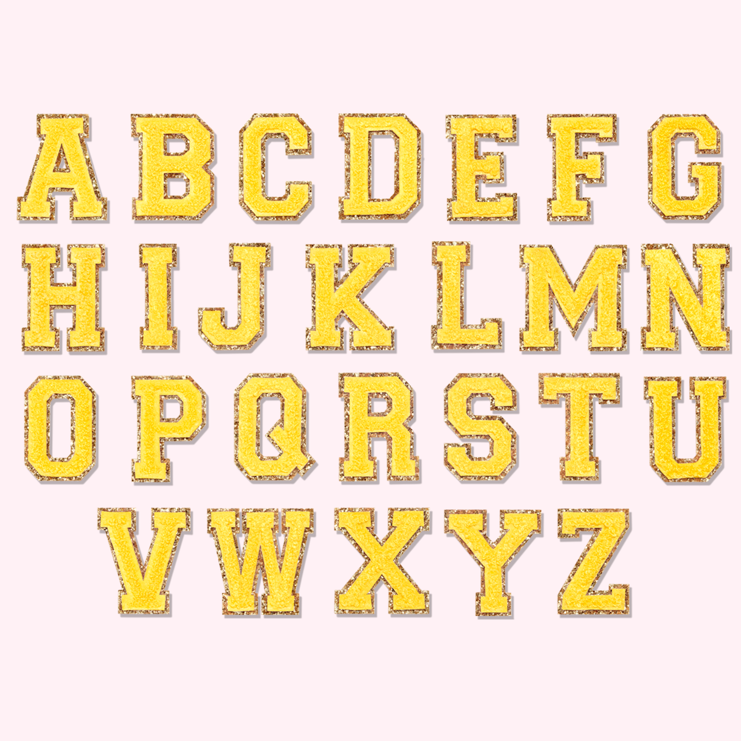 Lemon Glitter Varsity Letter Patches
