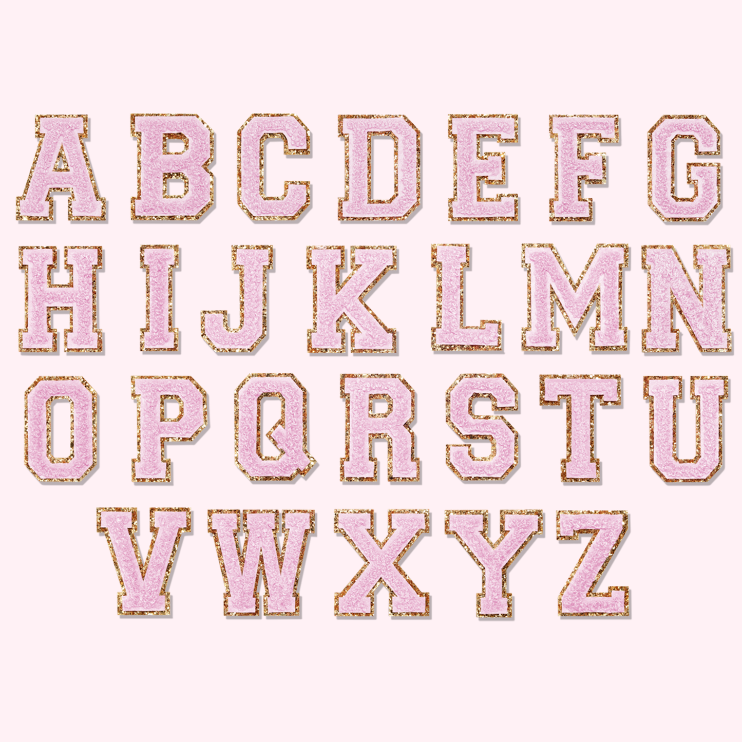 Lilac Glitter Varsity Letter Patches