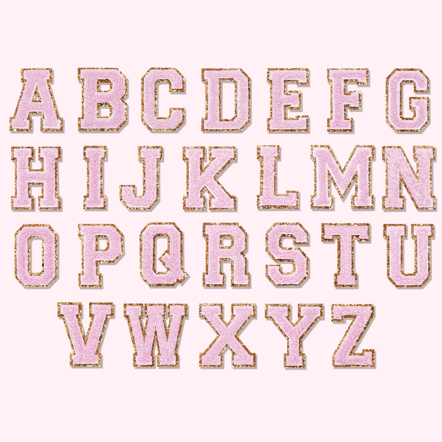 Lilac Glitter Varsity Letter Patches