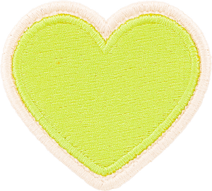 Lime Rolled Embroidery Heart Patch