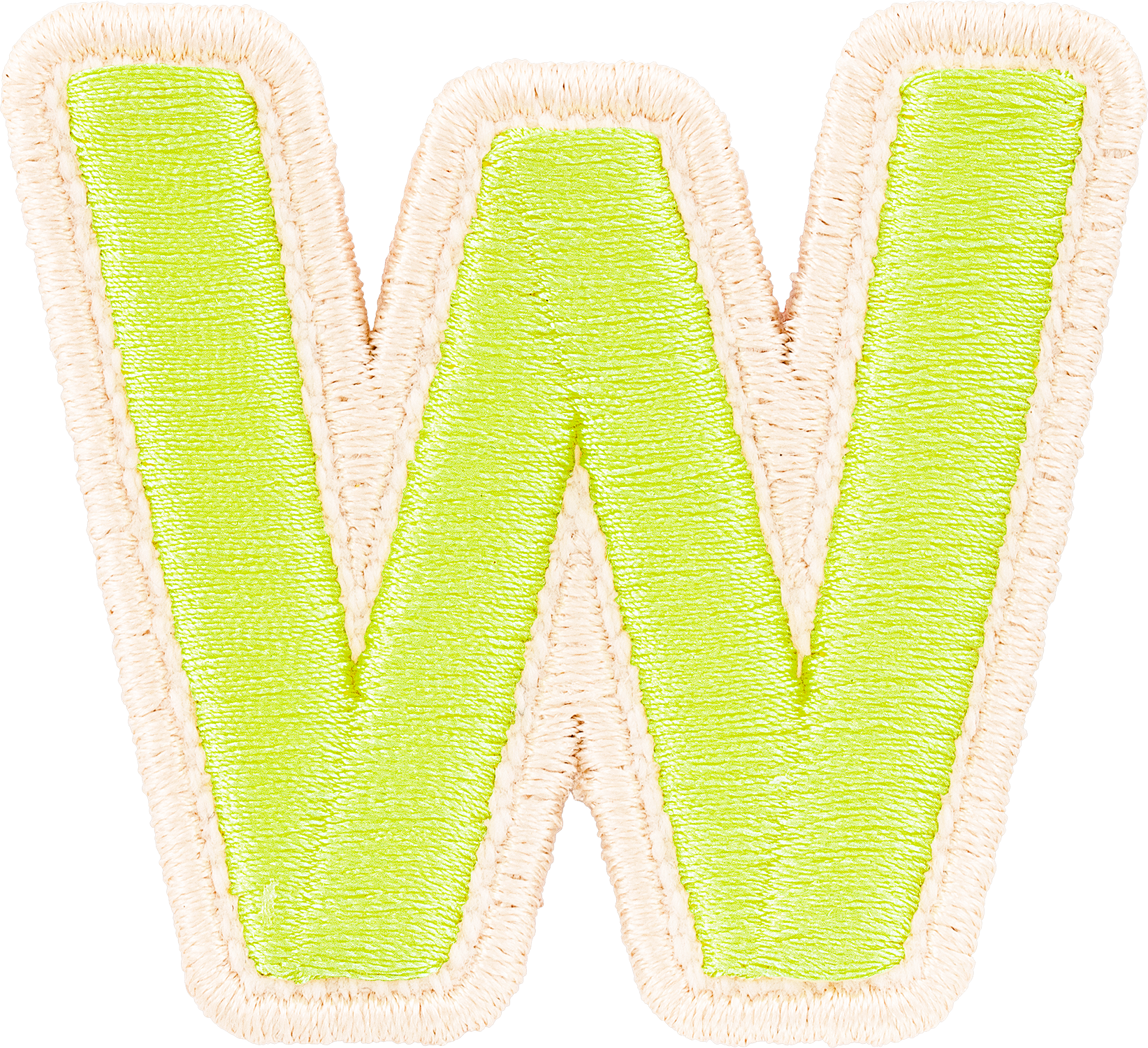 Lime Rolled Embroidery Letter Patches