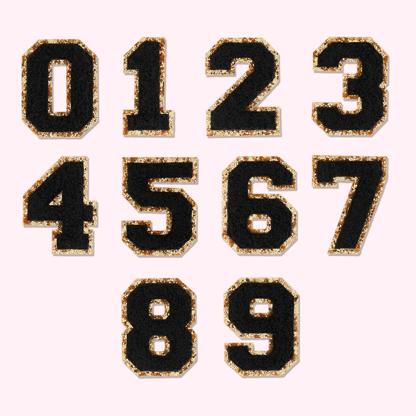 Noir Glitter Varsity Number Patch
