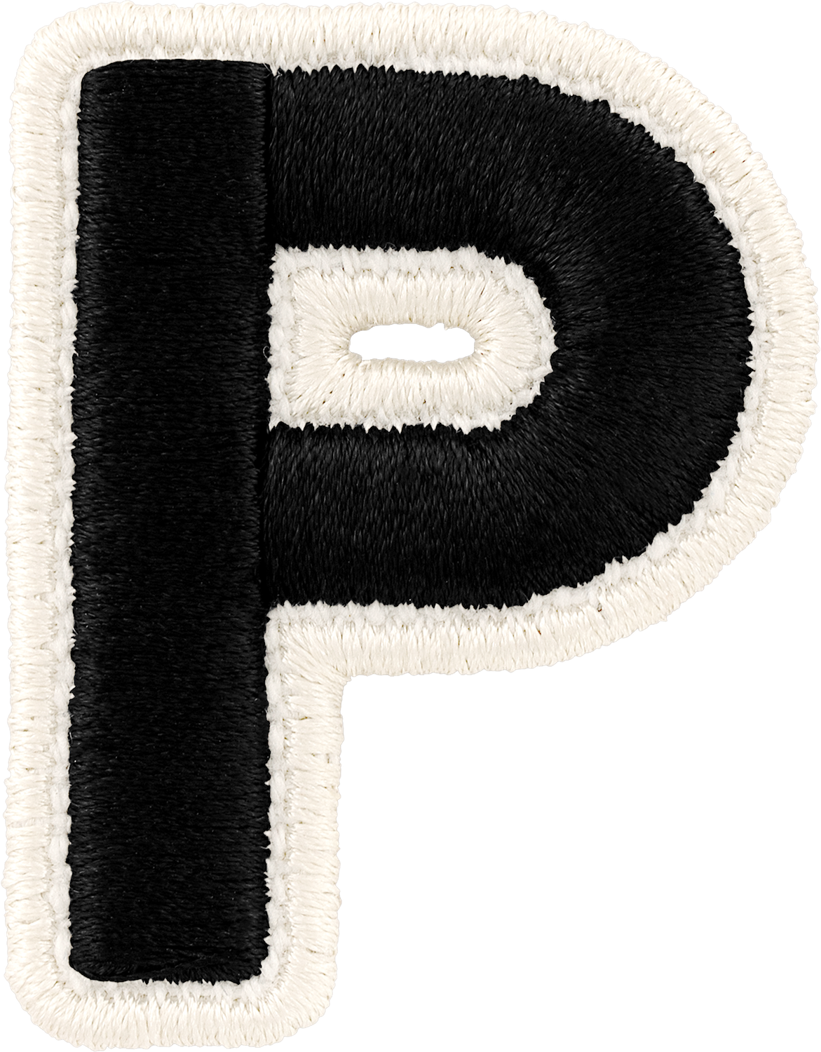 Noir Rolled Embroidery Letter Patches