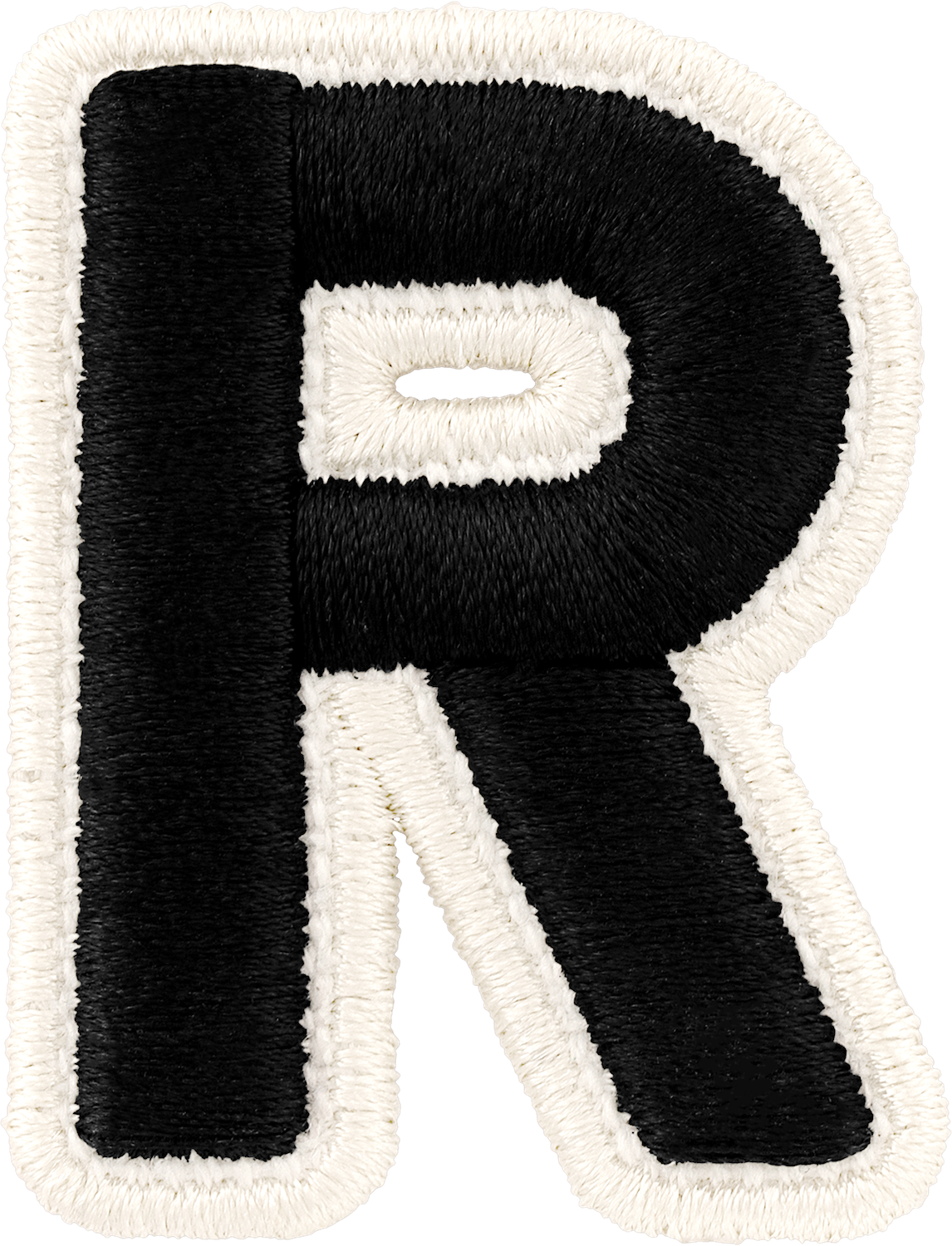 Noir Rolled Embroidery Letter Patches