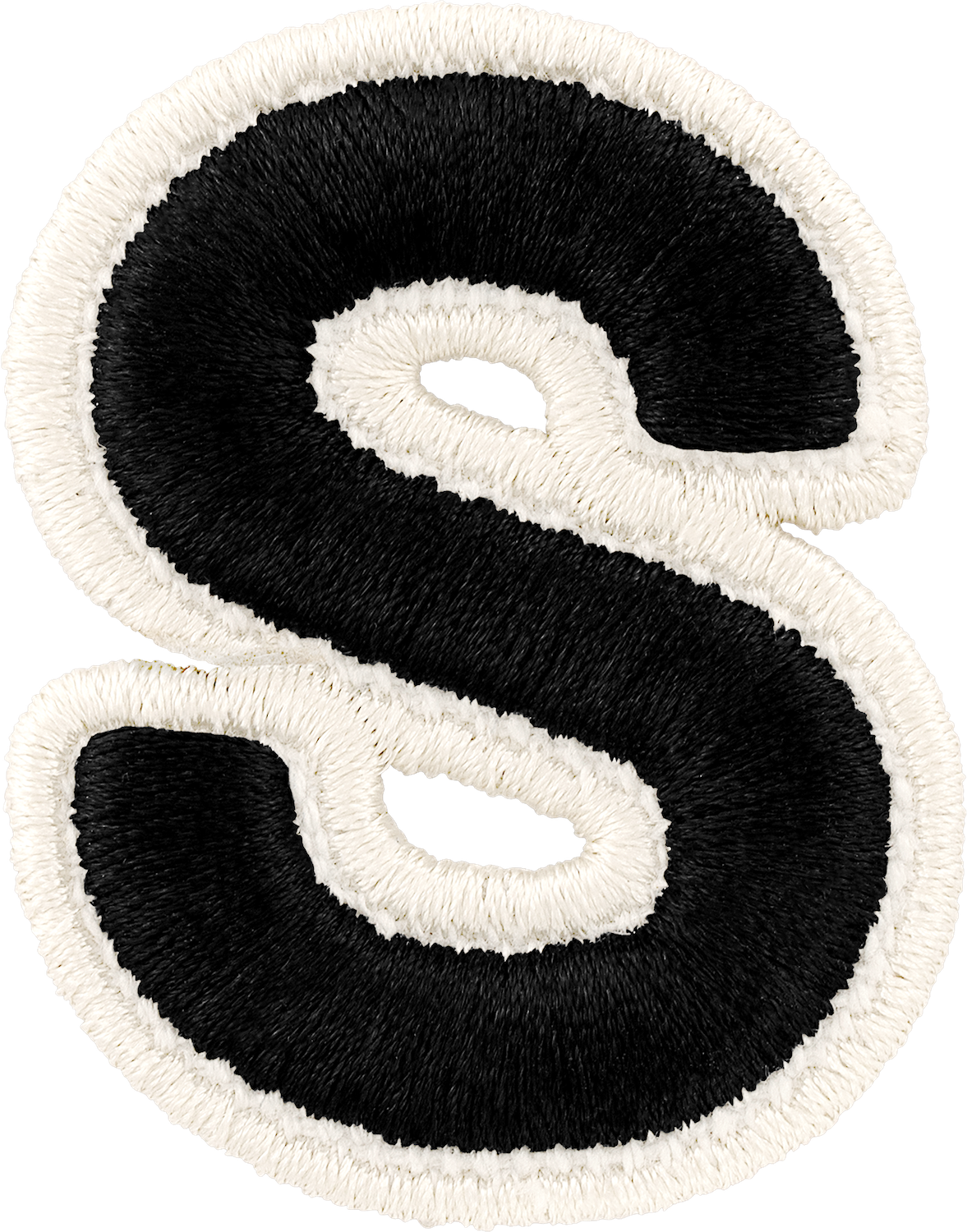 Noir Rolled Embroidery Letter Patches