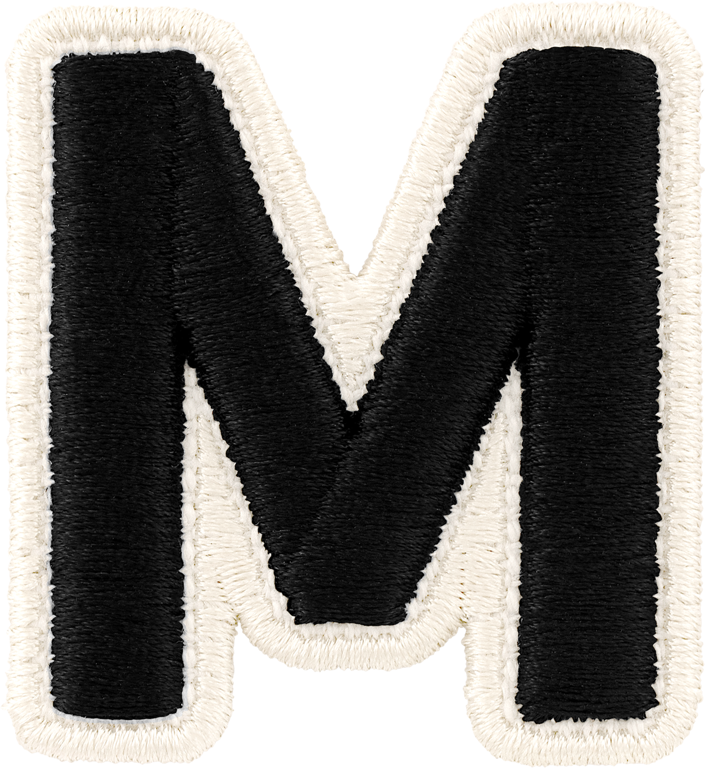 Noir Rolled Embroidery Letter Patches