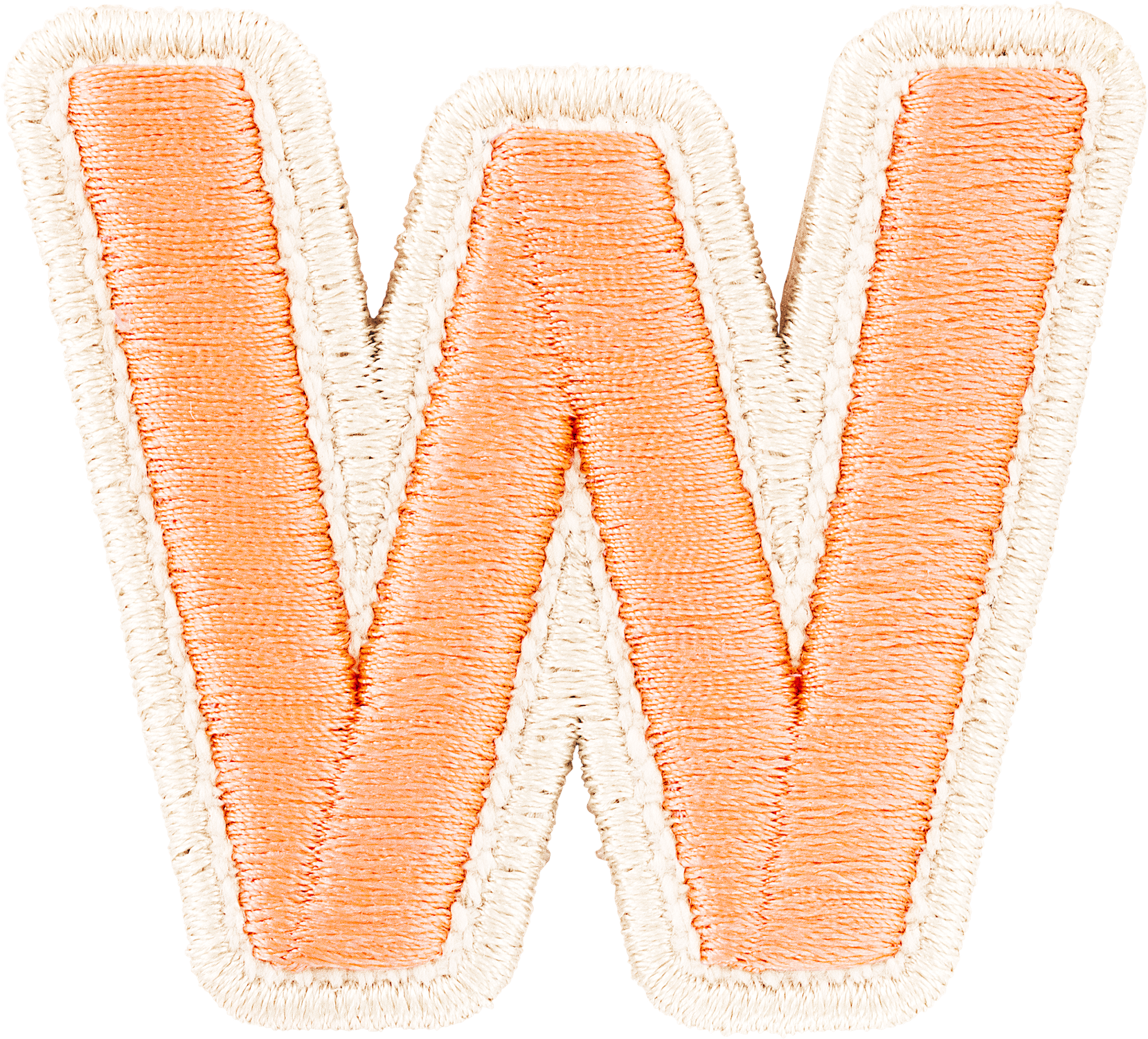 Peach Rolled Embroidery Letter Patches