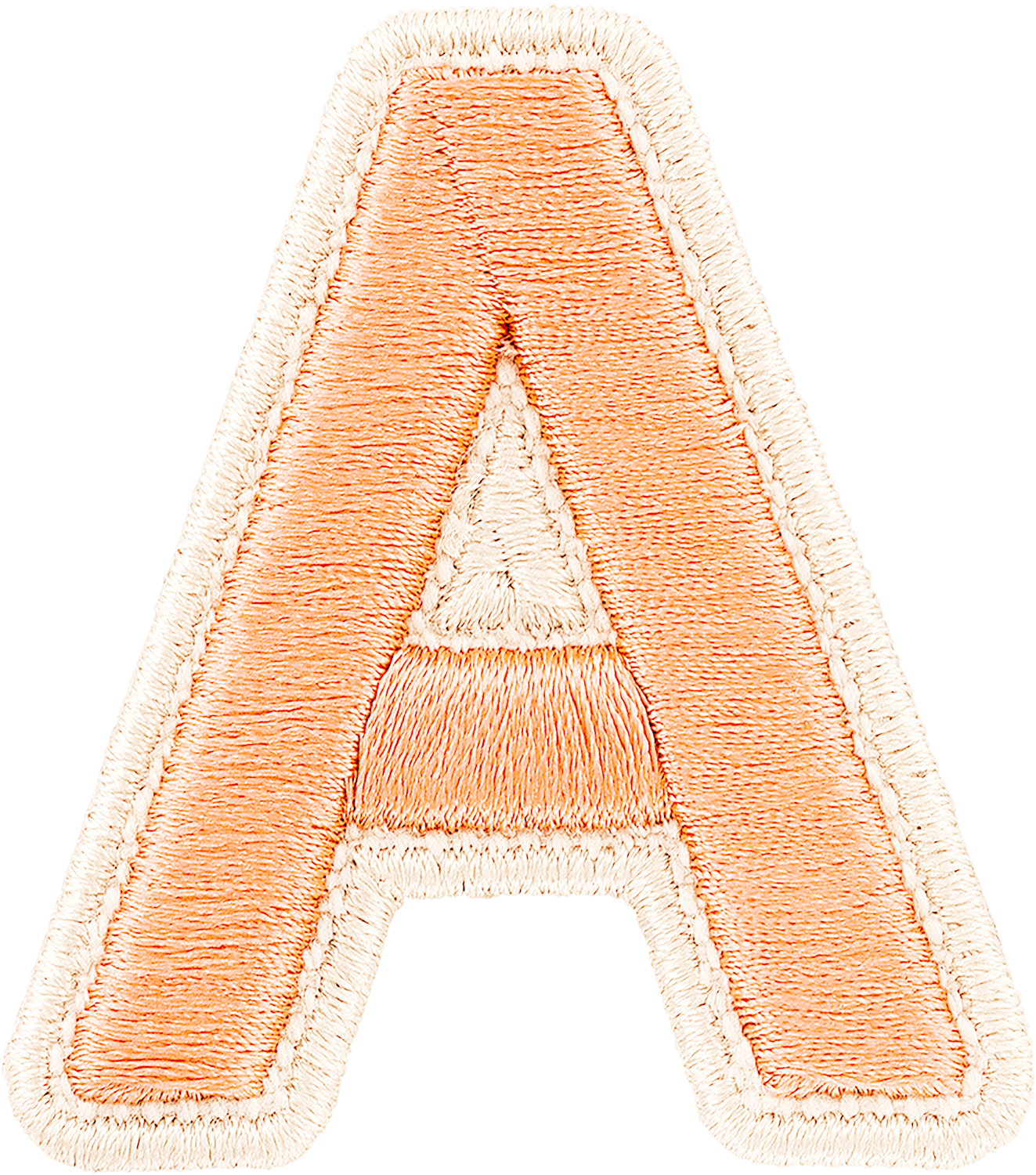 Peach Rolled Embroidery Letter Patches