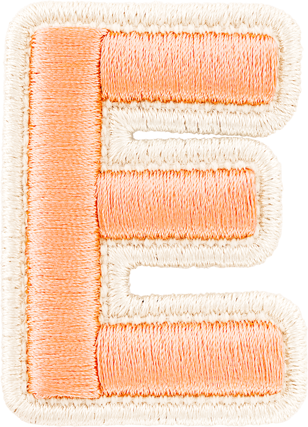 Peach Rolled Embroidery Letter Patches