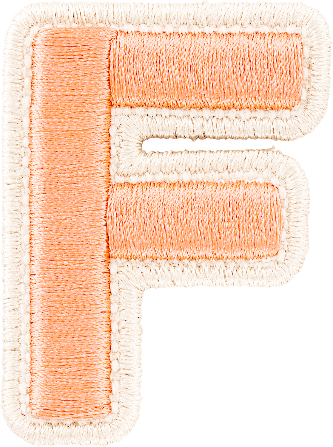 Peach Rolled Embroidery Letter Patches