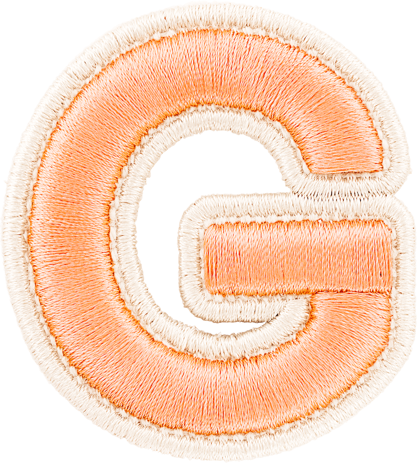 Peach Rolled Embroidery Letter Patches