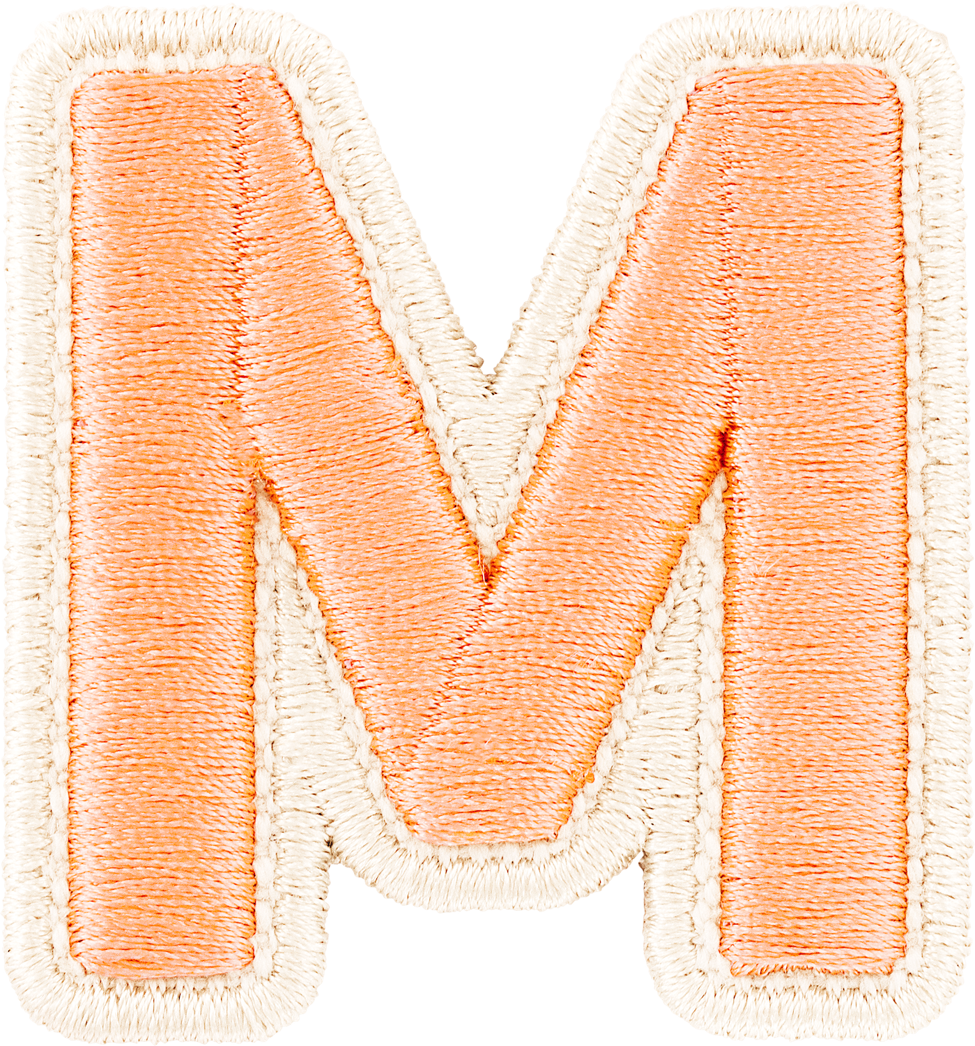 Peach Rolled Embroidery Letter Patches