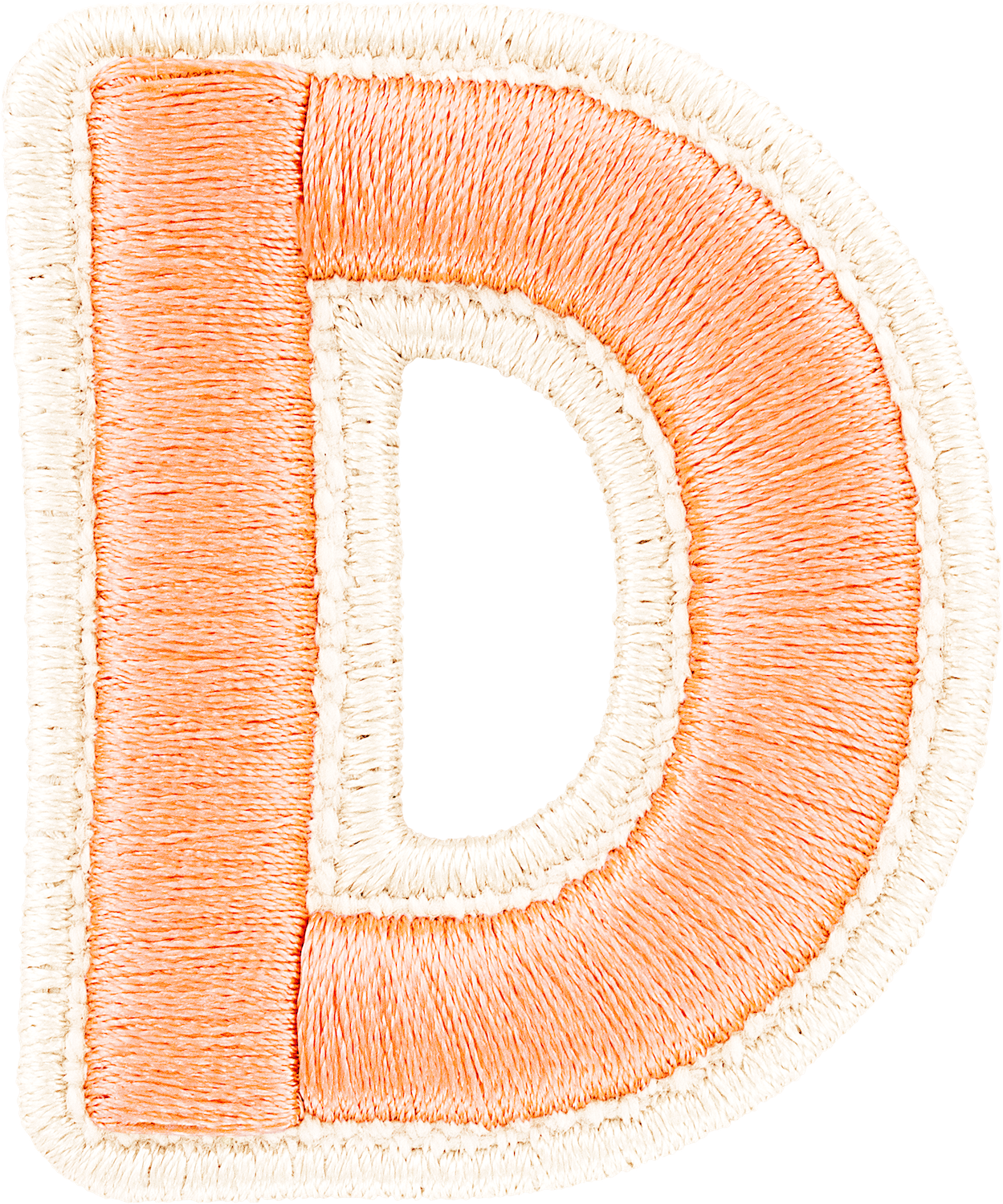 Peach Rolled Embroidery Letter Patches