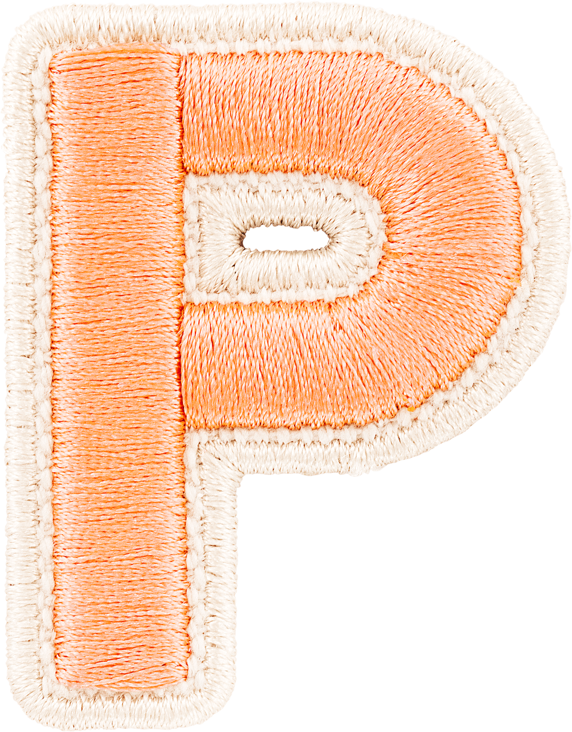 Peach Rolled Embroidery Letter Patches
