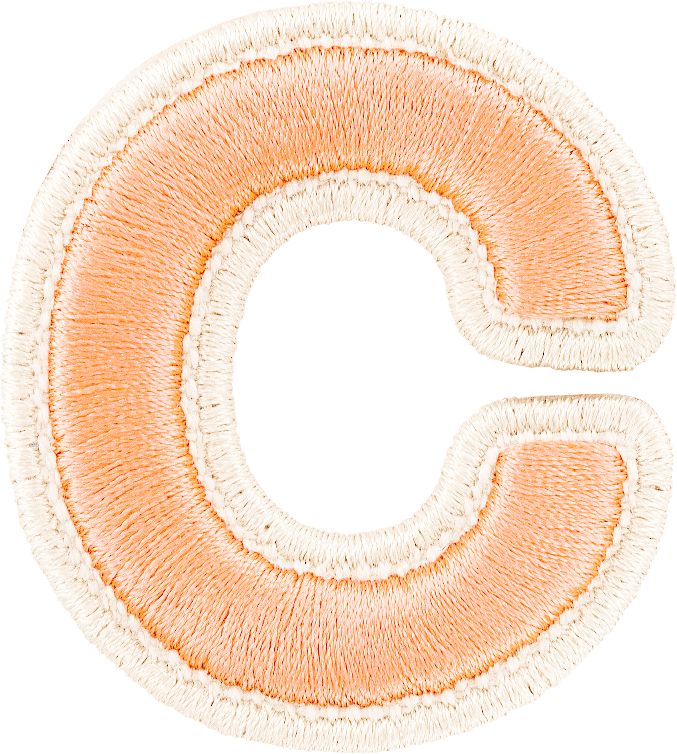 Peach Rolled Embroidery Letter Patches