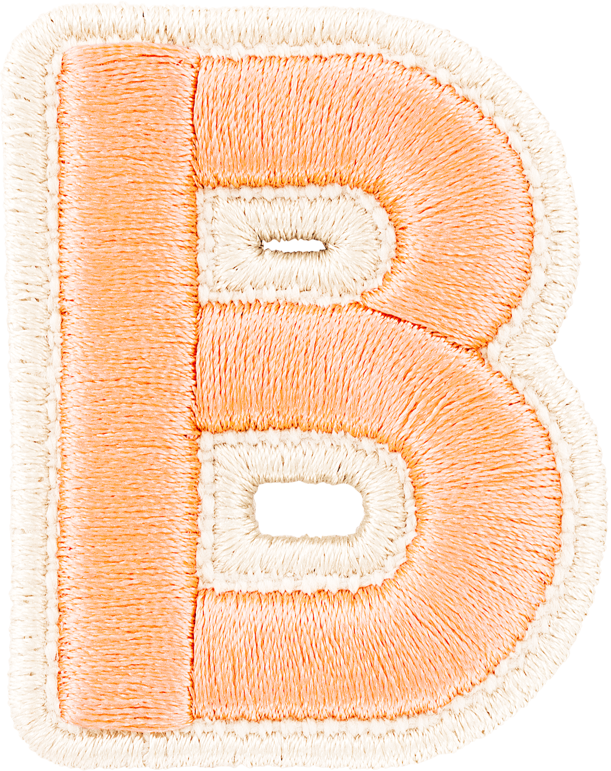 Peach Rolled Embroidery Letter Patches